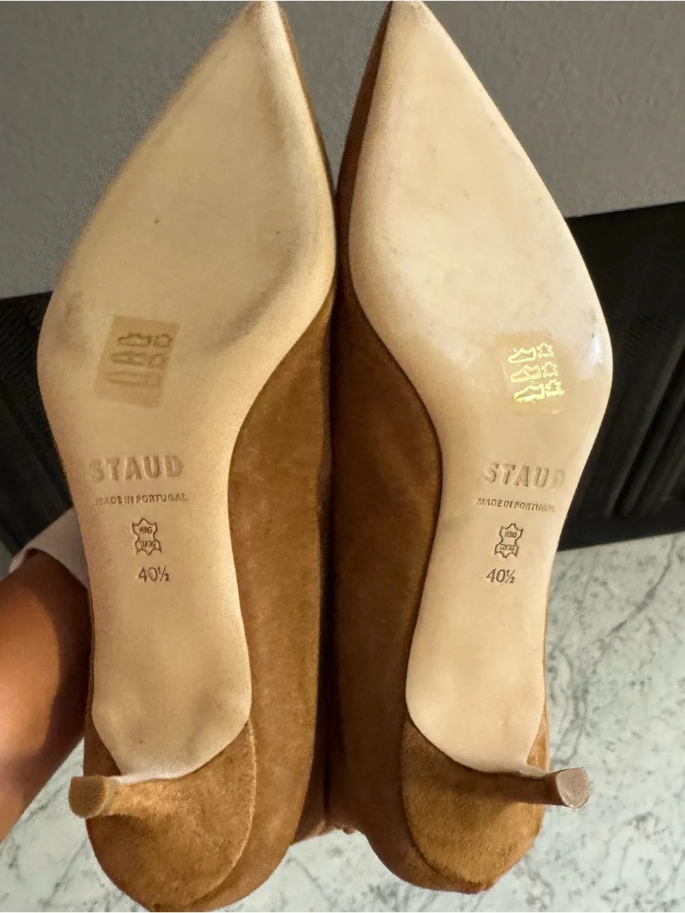 New Staud Sebastian Kitten Heel Suede Knee High Tan Boots Size EU 40.5 10.5 $595